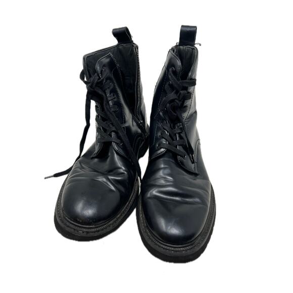 H&M Black Combat Boots Faux Leather Mens 10.5 - Picture 1 of 8